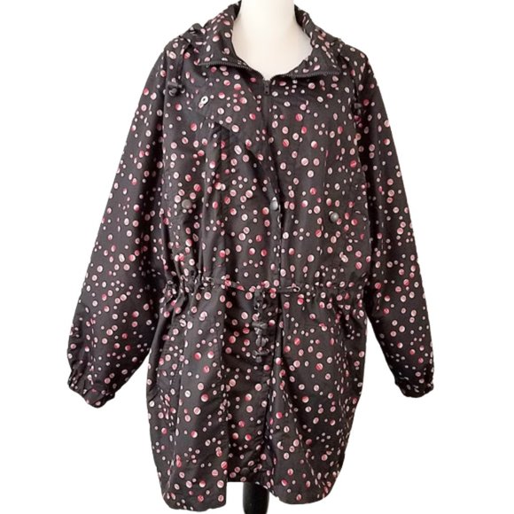 WOMAN WITHIN Black & Red Hooded Zip Coat Jacket Women's 2X 26/28 - Picture 1 of 9